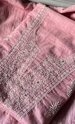 Load image into Gallery viewer, Women's Lakhnavi Handcrafted Mul Chanderi Unstitched Kurta And Dupatta Set - HONC0296490