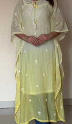 Women's Lucknowi Handcrafted Mul chanderi Chikankari Kaftan - HONC0390107