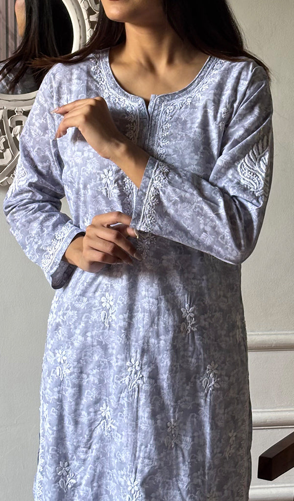 Shagufta Women's Lakhnavi Handcrafted Cotton Chikankari Kurti - HONC0350567