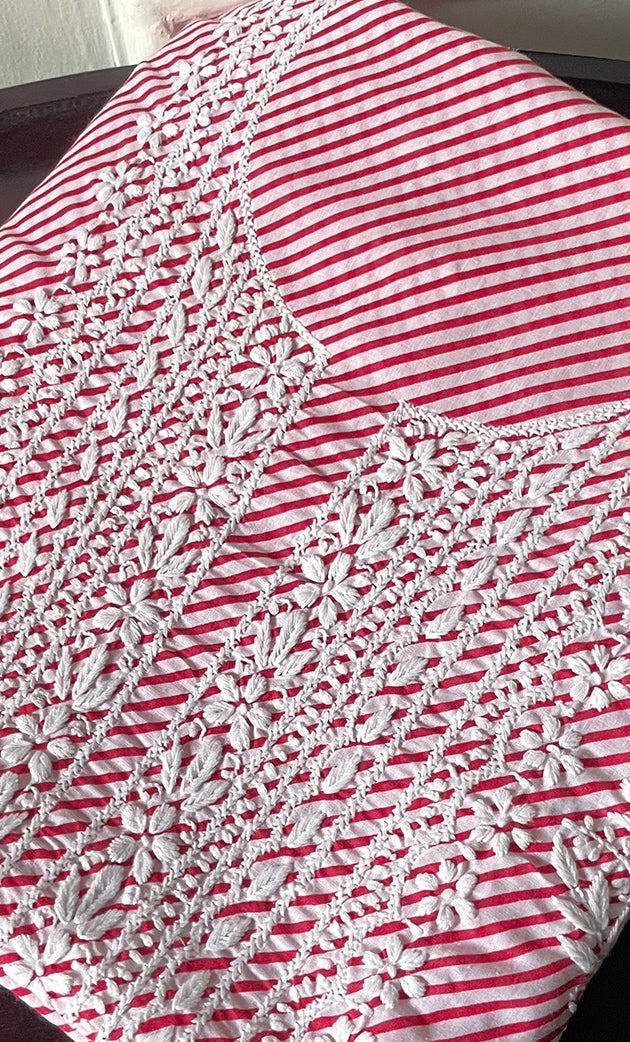 Women's Lakhnavi Handcrafted Cotton Chikankari Unstitched Kurti Fabric - HONC0326374