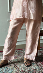 Load image into Gallery viewer, Women's Lakhnavi Handcrafted Chanderi Silk Chikankari Top And Pant Set - HONC0360677