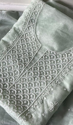Load image into Gallery viewer, Women&#39;s Lakhnavi Handcrafted Organza Chikankari Unstitched Full Suit Material - HONC02712100
