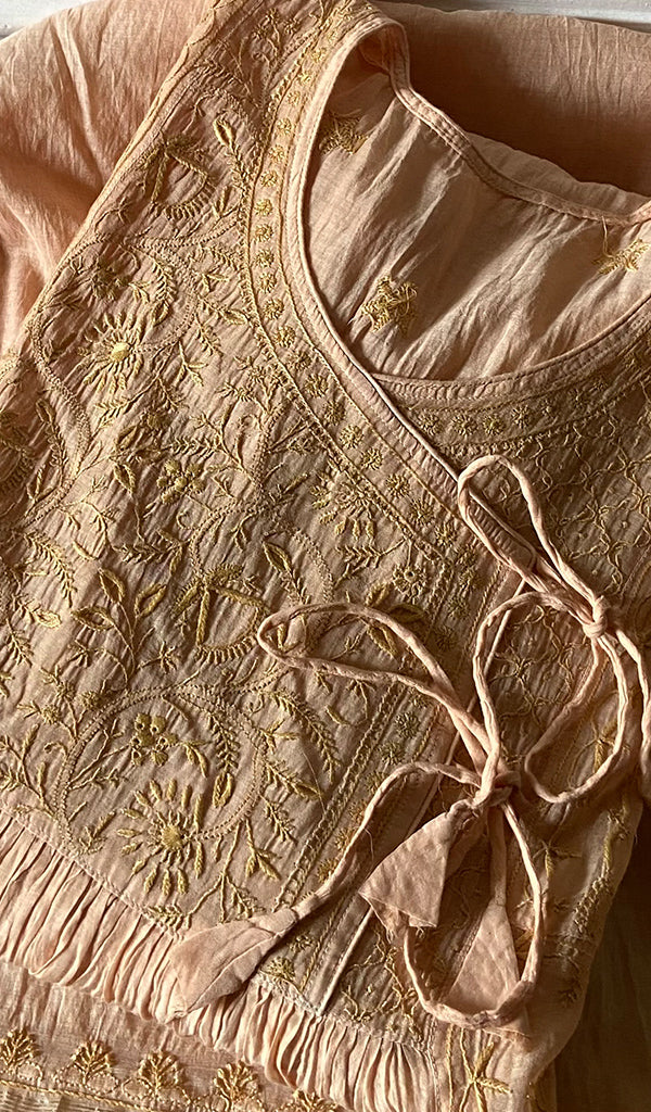 Womens Lakhnavi Handcrafted Mul Chanderi