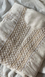 Load image into Gallery viewer, Women's Lakhnavi Handcrafted Mul Chanderi Unstitched Kurta And Dupatta Set - HONCO297198