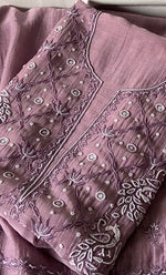 Load image into Gallery viewer, Shirin Women's Lakhnavi Handcrafted Mul Chanderi Unstitched Chikankari Full Suit Material - HONC0339566