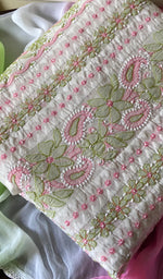 Load image into Gallery viewer, Women&#39;s Lakhnavi Handcrafted Unstitched Cotton Chikankari Suit Material - HONC0291790
