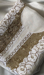 Load image into Gallery viewer, Women's Lakhnavi Handcrafted Pure Organza Chikankari Unstitched Kurta And Dupatta Set- HONC0359794