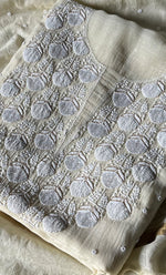 Load image into Gallery viewer, Jazba Women&#39;s Lakhnavi Handcrafted Mul Chanderi UnStitched Kurta And Dupatta Set - HONC0301704
