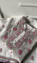 Load image into Gallery viewer, ‹› Women's Lakhnavi Handcrafted Mul Chanderi Semi - Stitched Kurta And Dupatta Set - HONC0365520