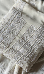 Load image into Gallery viewer, Women&#39;s Lakhnavi Handcrafted Pure Silk Georgette Chikankari Kurta And Dupatta Set- HONC0258090
