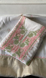 Load image into Gallery viewer, Women's Lakhnavi Handcrafted Mul Chanderi Unstitched Kurta And Dupatta Set - HONC0355680