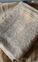 Load image into Gallery viewer, Women&#39;s Lakhnavi Handcrafted Munga Silk Unstitched Chikankari Kurta And Dupatta Set- HONC0259727
