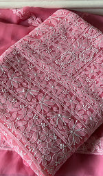 Load image into Gallery viewer, Women's Lucknowi Handcrafted Faux-Georgette Unstitched Chikankari Suit Material - HONC0348766