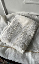 Load image into Gallery viewer, Jazba Women's Lakhnavi Handcrafted Mul Chanderi Unstitched Kurta And Dupatta Set- HONC0334538