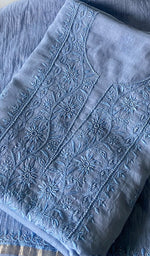 Load image into Gallery viewer, Women's Lakhnavi Handcrafted Mul Chanderi Unstitched Chikankari Full Suit Material - HONC0328110