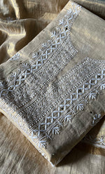 Load image into Gallery viewer, Women&#39;s Lakhnavi Handcrafted Tissue Chanderi Unstitched Kurta And Dupatta Set - HONC0278198
