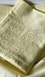Load image into Gallery viewer, Women&#39;s Lakhnavi Handcrafted Mul Chanderi Chikankari Full Suit Material - HONC0282295
