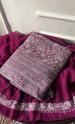 Load image into Gallery viewer, Women&#39;s Lucknowi Handcrafted Faux-Georgette Chikankari Suit Material - HONC03263374
