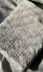将图像加载到图库查看器中， Women&#39;s Lakhnavi Handcrafted Munga Silk Chikankari Kurta And Dupatta Set- HONC0271009
