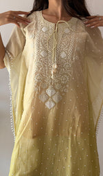 Load image into Gallery viewer, Pragya Women's Lucknowi Handcrafted Mul chanderi Chikankari Kaftan - HONC03615793