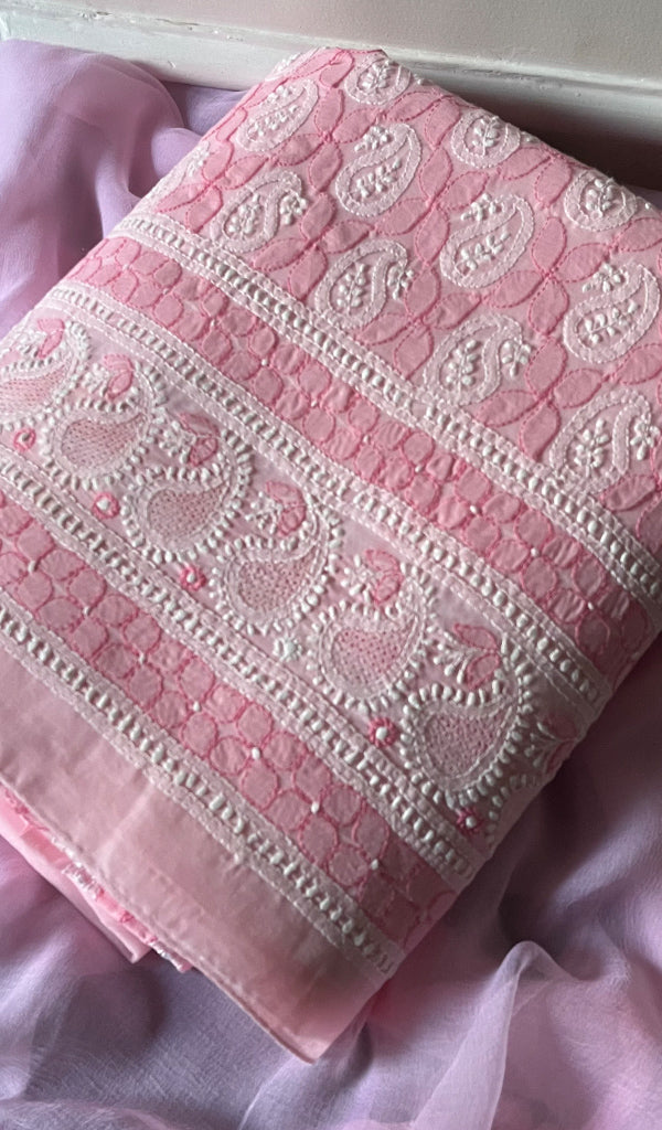 Women's Lakhnavi Handcrafted Cotton Chikankari Suit Material - HONC0291800