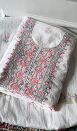 Load image into Gallery viewer, Women's Lakhnavi Handcrafted Chanderi Silk Unstitched Kurta And Dupatta Set - HONC0366819