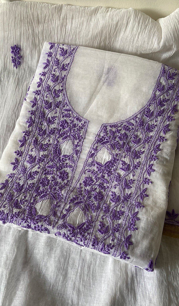 Women's Lakhnavi Handcrafted Mul Chanderi Kurta And Dupatta Set - HONC0263965