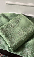 Mainaaj Women's Lakhnavi Handcrafted Pure Organza Chikankari Unstitched Kurta And Dupatta Set - HONC0330934