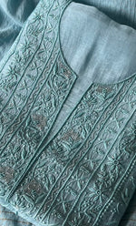 将图像加载到图库查看器中， Women&#39;s Lakhnavi Handcrafted Mul Chanderi Unstitched Kurta And Dupatta Set - HONC0294444
