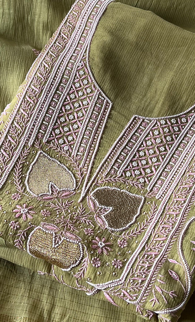 Mehr Women's Lakhnavi Handcrafted Maheshwari Mul Chanderi Kurta And Dupatta Set- HONC0294448
