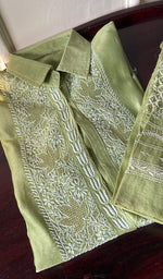 Load image into Gallery viewer, Afifa Women&#39;s Lakhnavi Handcrafted Chanderi Silk Chikankari Top And Pant Set - HONC0279049
