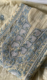Women's Lakhnavi Handcrafted Mul Chanderi Semi - Stitched Kurta And Dupatta Set - HONC0376015