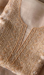 Load image into Gallery viewer, Women&#39;s Lakhnavi Handcrafted Pure Organza Chikankari Unstitched Kurta And Dupatta Set- HONC0267058
