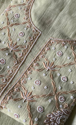 将图像加载到图库查看器中， Women&#39;s Lakhnavi Handcrafted Mul Chanderi Unstitched Kurta And Dupatta Set - HONC0302264
