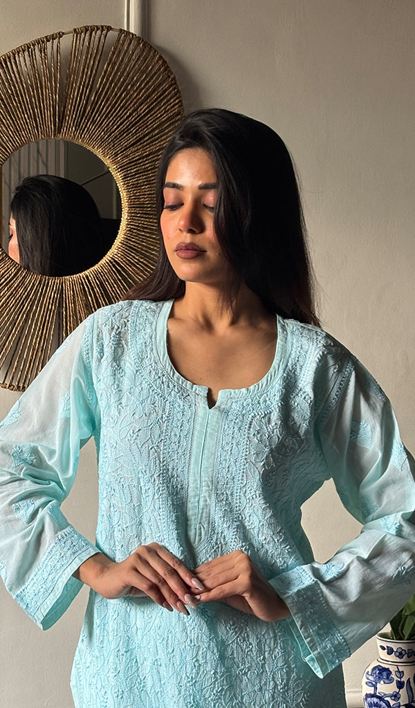 Aparna Women's Lakhnavi Handcrafted Cotton Chikankari Kurti - HONC0343822