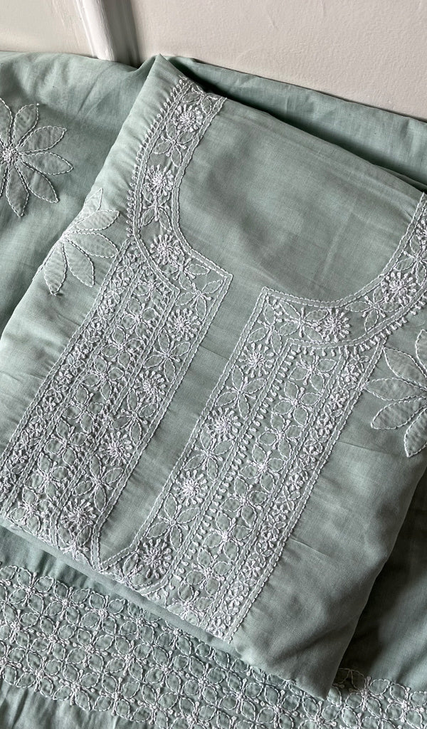 Hera Women's Lakhnavi Handcrafted Cotton Chikankari Suit Material - HONC0275048