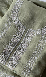 将图像加载到图库查看器中， Women&#39;s Lakhnavi Handcrafted Mul Chanderi Unstitched Kurta And Dupatta Set - HONC0301227
