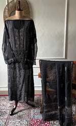 Load image into Gallery viewer, Women's Lakhnavi Handcrafted Mul Chanderi Semi - Stitched Kurta And Dupatta Set - HONC0157508