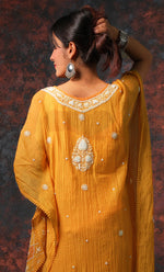 将图像加载到图库查看器中， Rabia Women's Lucknowi Handcrafted Mul chanderi Chikankari Kaftan - HONC0312013