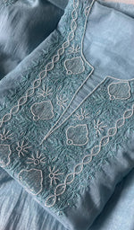 Load image into Gallery viewer, Women&#39;s Lakhnavi Handcrafted Mul Chanderi Chikankari Full Suit Material - HONC0271179

