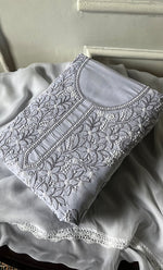 Load image into Gallery viewer, Women's Lakhnavi Handcrafted Unstitched Cotton Chikankari Suit Material - HONC0333970
