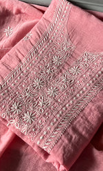 Load image into Gallery viewer, Women&#39;s Lakhnavi Handcrafted Mul Chanderi Chikankari Full Suit Material - HONC0307420
