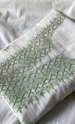 Load image into Gallery viewer, Women&#39;s Lakhnavi Handcrafted Mul Chanderi Unstitched Kurta And Dupatta Set - HONC0311228
