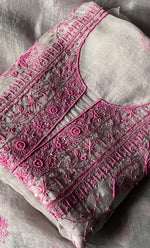 Load image into Gallery viewer, Women&#39;s Lakhnavi Handcrafted Pure Organza Chikankari Unstitched Kurta And Dupatta Set- HONC0294919
