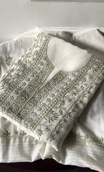 Load image into Gallery viewer, Women's Lakhnavi Handcrafted Unstitched Mul Chanderi Kurta And Dupatta Set - HONC0327487