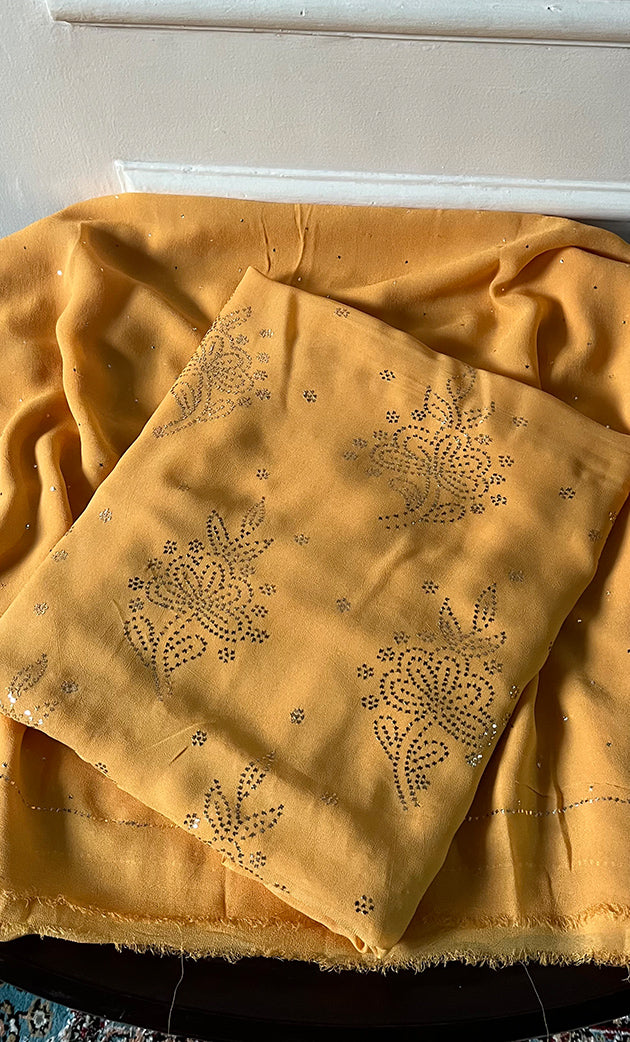 Women's Lucknowi Handcrafted Viscose Georgette Unstitched Chikankari Suit Material - HONC0336843