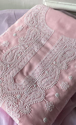 Load image into Gallery viewer, Women&#39;s Lakhnavi Handcrafted Unstitched Cotton Chikankari Suit Material - HONC0317386
