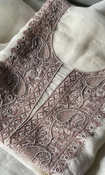 Load image into Gallery viewer, Women&#39;s Lakhnavi Handcrafted Pure Organza Chikankari Unstitched Kurta And Dupatta Set- HONC0305184
