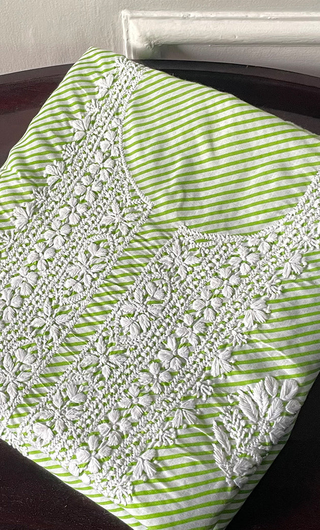 Shumaira Women's Lakhnavi Handcrafted Cotton Chikankari Unstitched Kurti Fabric - HONC0326386