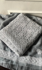 Load image into Gallery viewer, Women's Lucknowi Handcrafted Faux-Georgette Chikankari Suit Material - HONC0274416